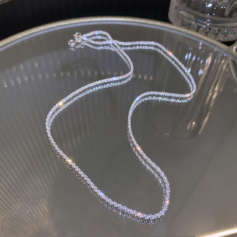 Sparkling Silver Color Clavicle Chain Choker Necklace Collar For Women Jewelry On the Neck Wedding Party Birthday Gifts