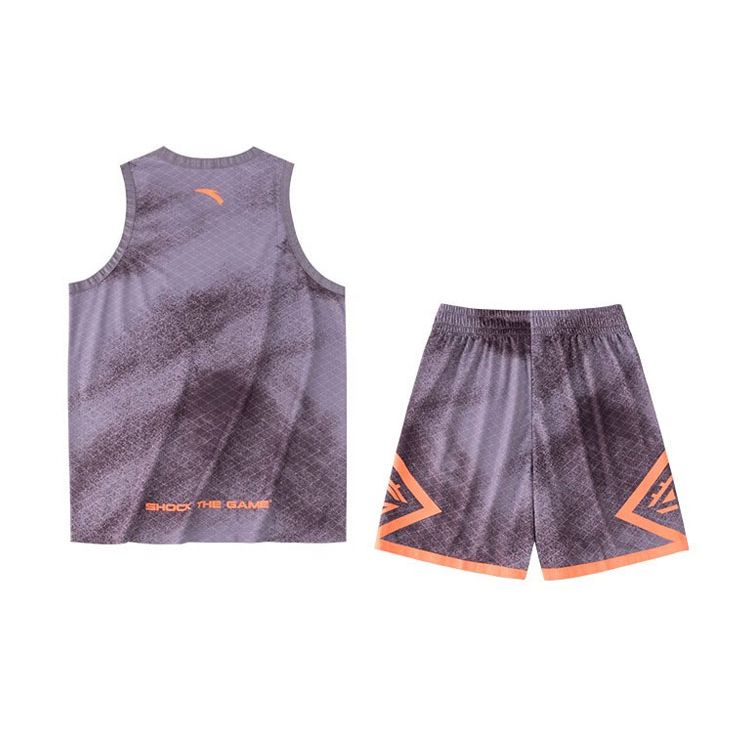 Anta Competition Series Pattern Print Quick-Dry Basketball Set Men sportswear Dusty-Purple 152331201-3