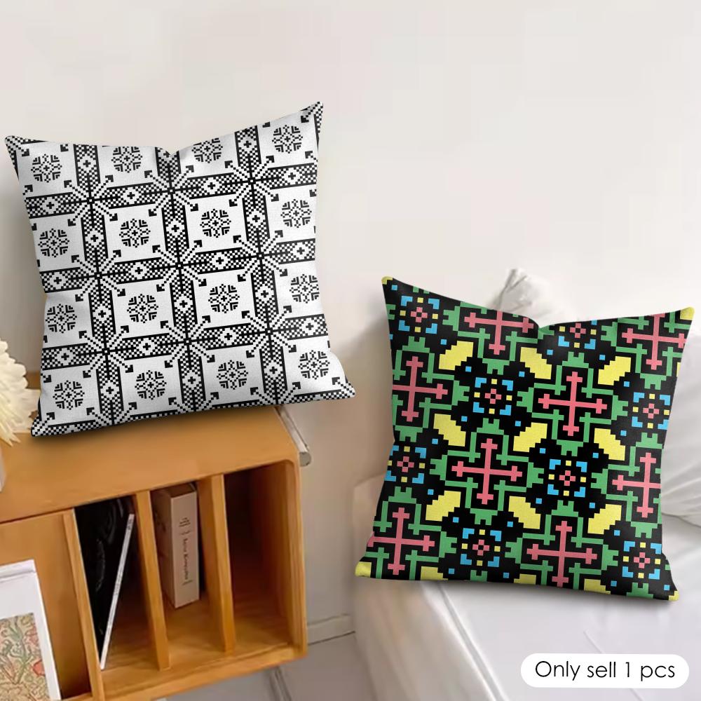 Z Imazighen Kabyle Jewelry Cushion Cover Silky Short Plush Invisible Zipper Dustproof Sofa Pillow Case For Home Decor