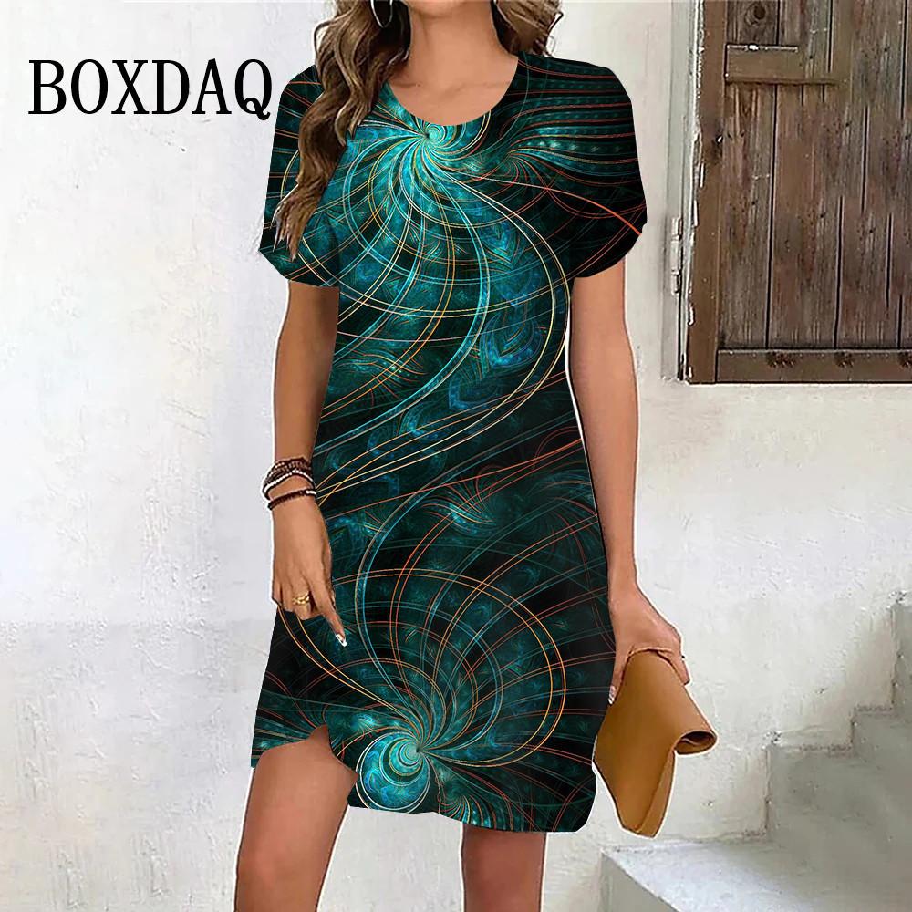 

Абстрактное искусство 3D принт женские платья уличные элегантные короткие рукава повседневная мода повседневная женская одежда Y2k большие размеры 6XL