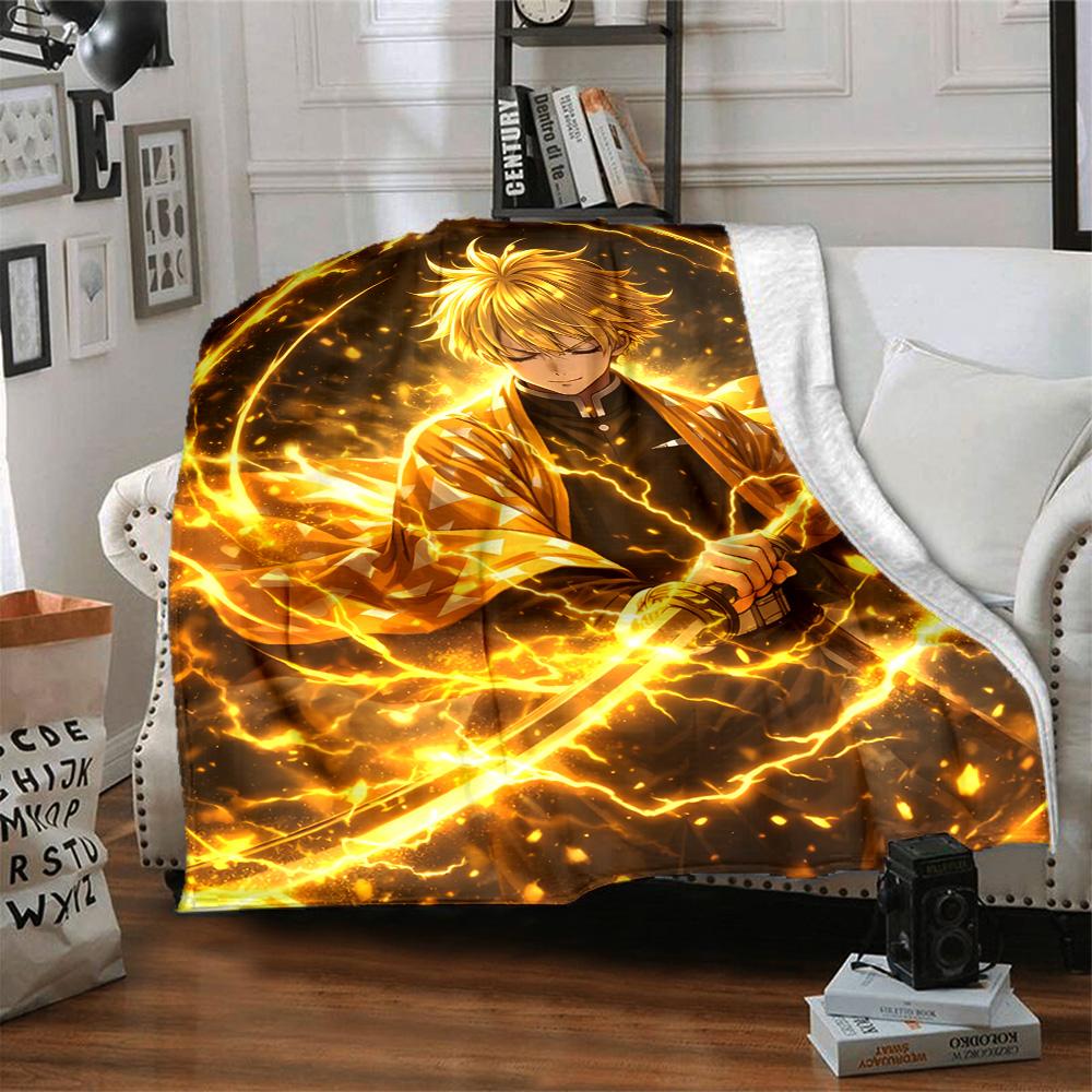 1pc Agatsuma Zenitsu Blanket, Gift, for Men and Women, Soft Blanket, Good for Sofa Bed Couch Travel, Lightweight Flannel Blanket