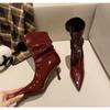 Fashion Street Style Thin High Heels Ankle Boots Women Patent Leather Autumn Winter Zipper Shoes Sexy Banquet Prom Pumps