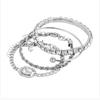 4Pcs Vintage Twist Bracelet & Punk Rhinestone Open Bangle Set Western Exaggerated Women Fashion Jewelry Gift