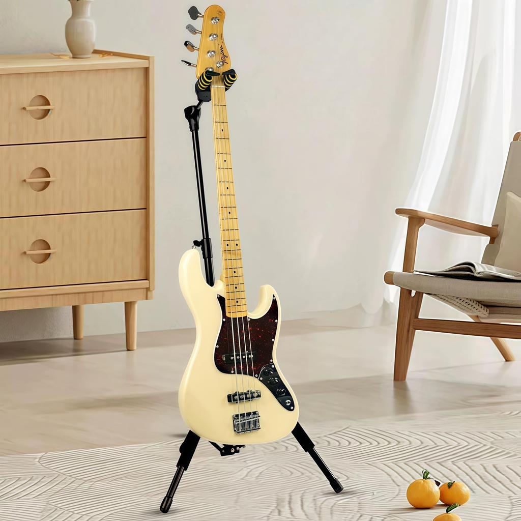 Guitar Thick Guitar Tripod Stand for Various and Ukuleles Gravity-Lock Stand, Height-Adjustable, Foldable, Construction, Anti-Scratch Guitars, Basses,