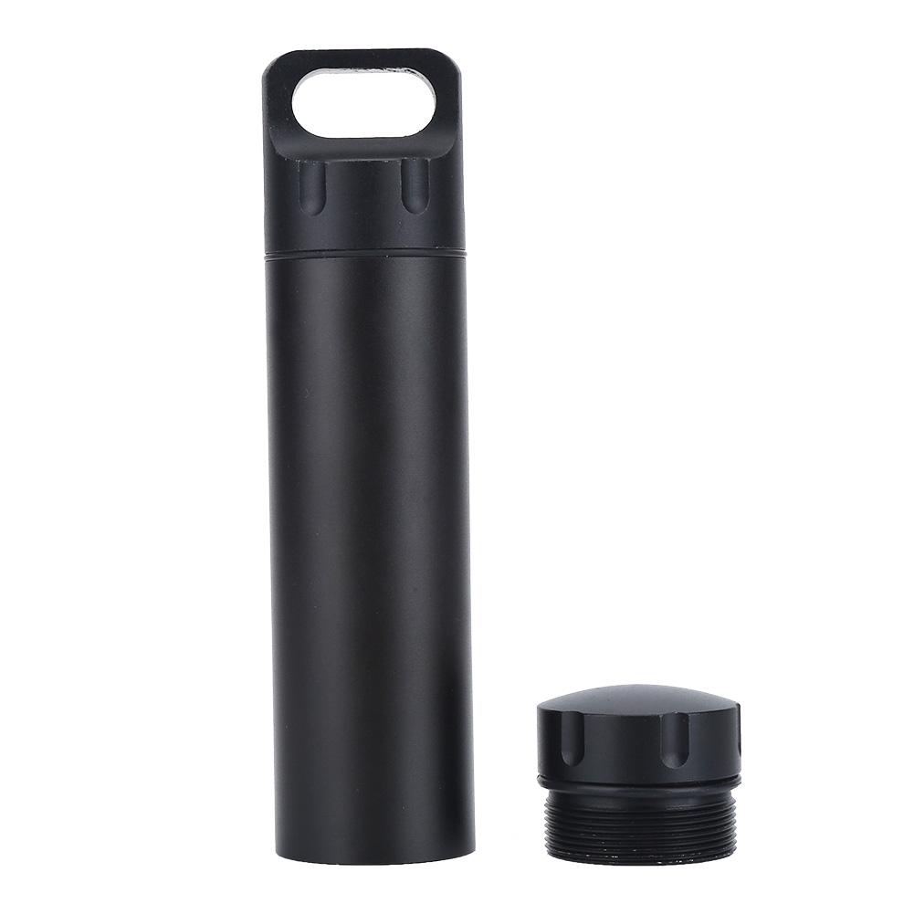 Waterproof Aluminum Pill Box Case Organizer Outdoor Medicine Holder (Black)