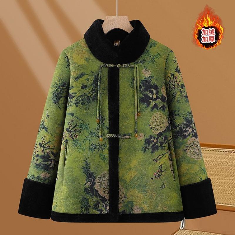 

Матери среднего и пожилого возраста носят шерстяные пальто, зимние топы для бабушек и флисовый мех для пожилых дам. 6XL [Recommended 160-82.5kg] зелёный