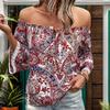 Women's Fashion Casual Spring Autumn Long Sleeve One Shoulder Blouses Shirts