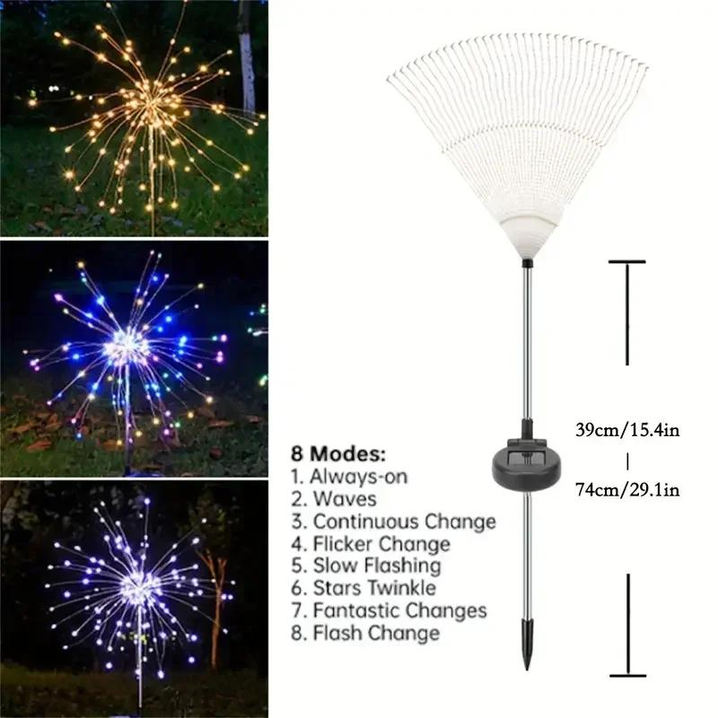 NEW 8-Modes Solar Firework Lights 420 LEDs - Multicolor Warm White IP65 Ideal for Garden, Patio, Walkway, Party, Wedding Decor