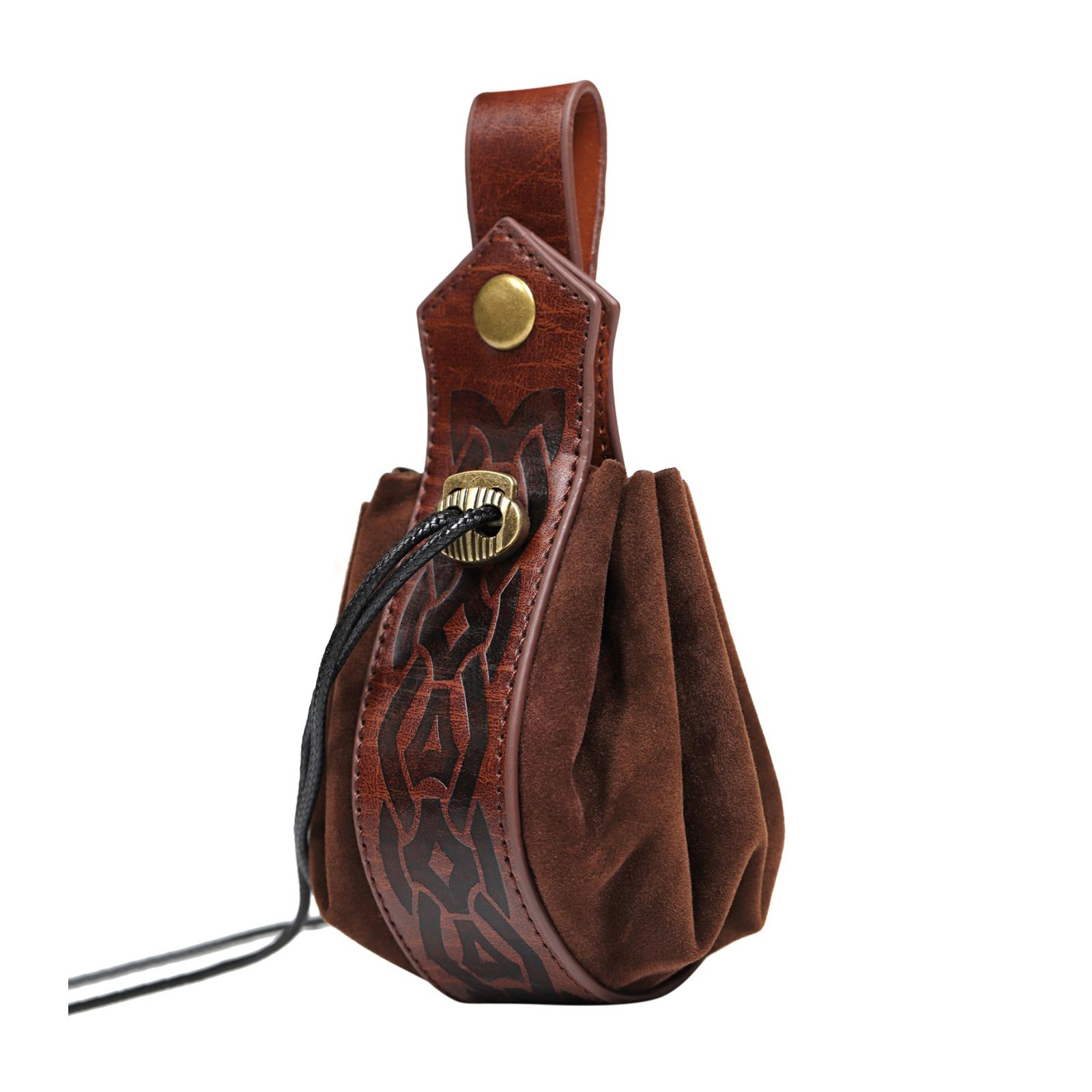 

Medieval PU Leather Pouch Vintage Drawstring Bag Waist Pack Portable Halloween Coin Purse Dices Bag Easy to Use темно-синього кольору