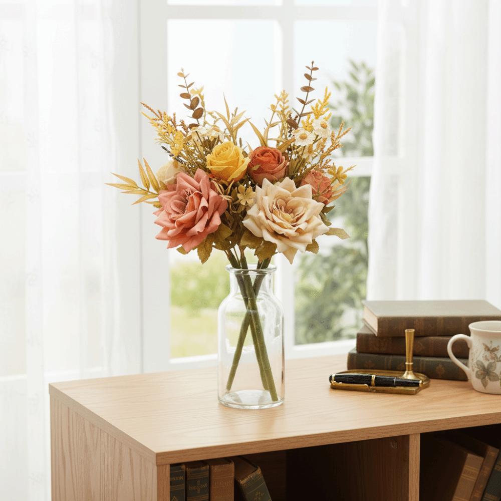 Lifelike Artificial Flower Bouquet Real Touch Simulation Rose Flower  Garden Party