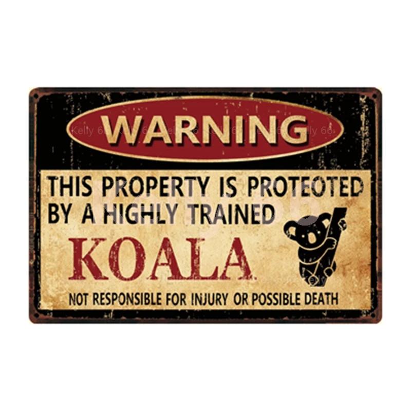 [ Kelly66 ] Warning Koala Rabbit Snake Chickens Elephant Bear Metal Sign Home Decor Bar Wall Art Painting 20*30 CM Size Dy151