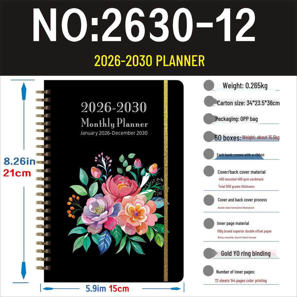2026-2030 Planner: Cross-border Hot-selling Daily Journal Notebook