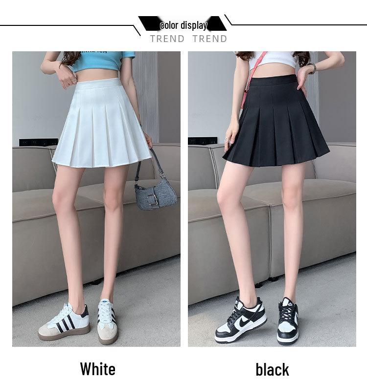 Academy Style Pleated Black Skirt: High Waist, Slimming, Anti-Exposure, Plus Size, Versatile Short Skirt for Autumn and Winter