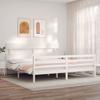Solid Wood Bed with Headboard White 200x200 Cm