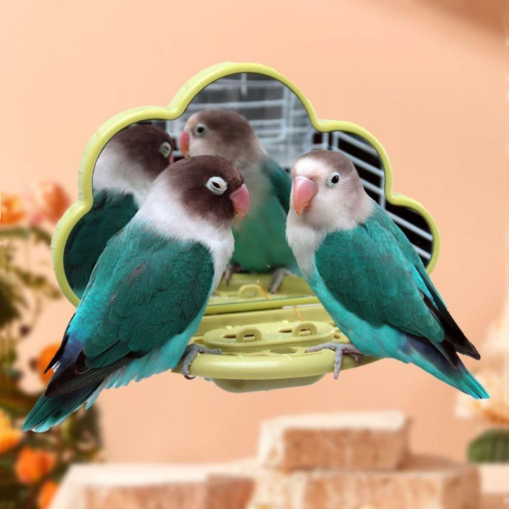 Sturdy Bird Mirror Clouds Shape Bird Mirror Toy Multifunctional Parrots Feeders  for Bird Cage