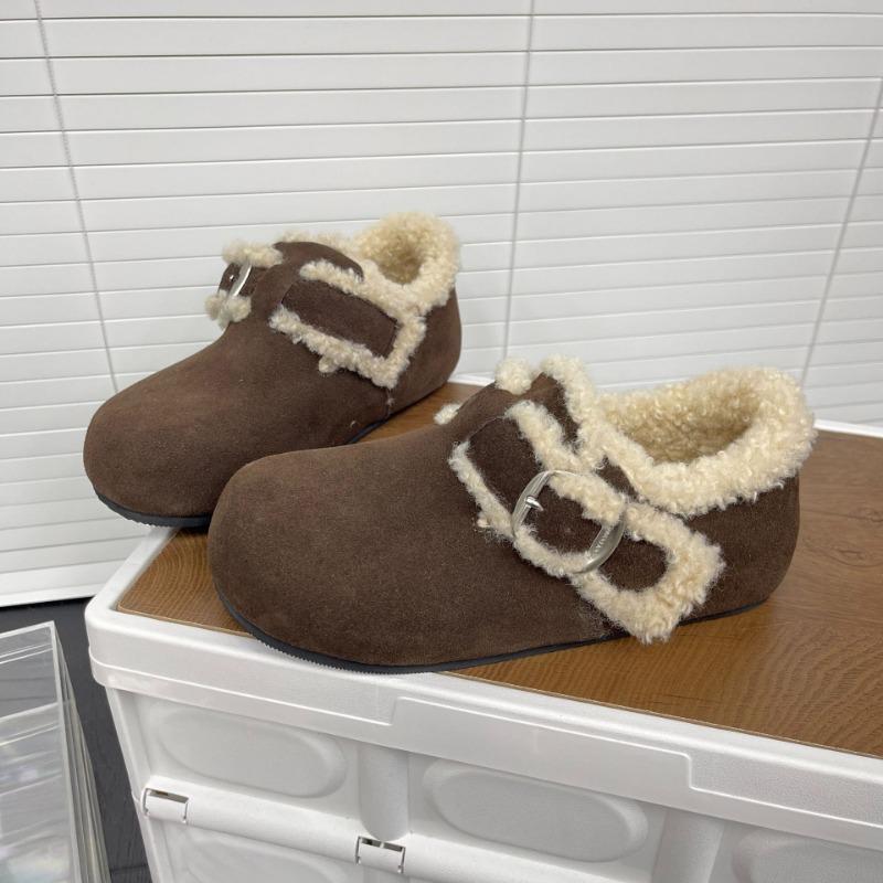 Soft-soled Velvet Warm Two Wear Fluffy Shoes Women's Autumn and Winter New One-pedal Versatile Cotton Shoes