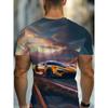 Großes Herren Sportwagen Muster 3D Gedrucktes Herren Rundhals Kurzarm T-Shirt Sommer Mode T-Shirt Lässig Bequem Vielseitiges Oberteil