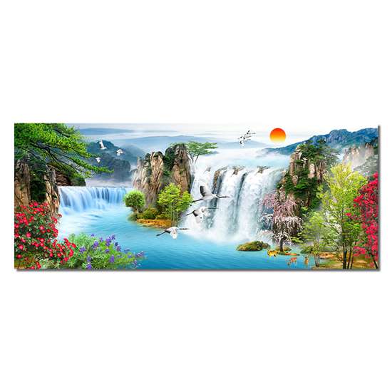 

Абстрактная Пейзажная Живопись Искусство Водопада Картина Маслом Картина На Холсте Украшение Гостиной Фон Куадрос Украшение Стены 20x60cm