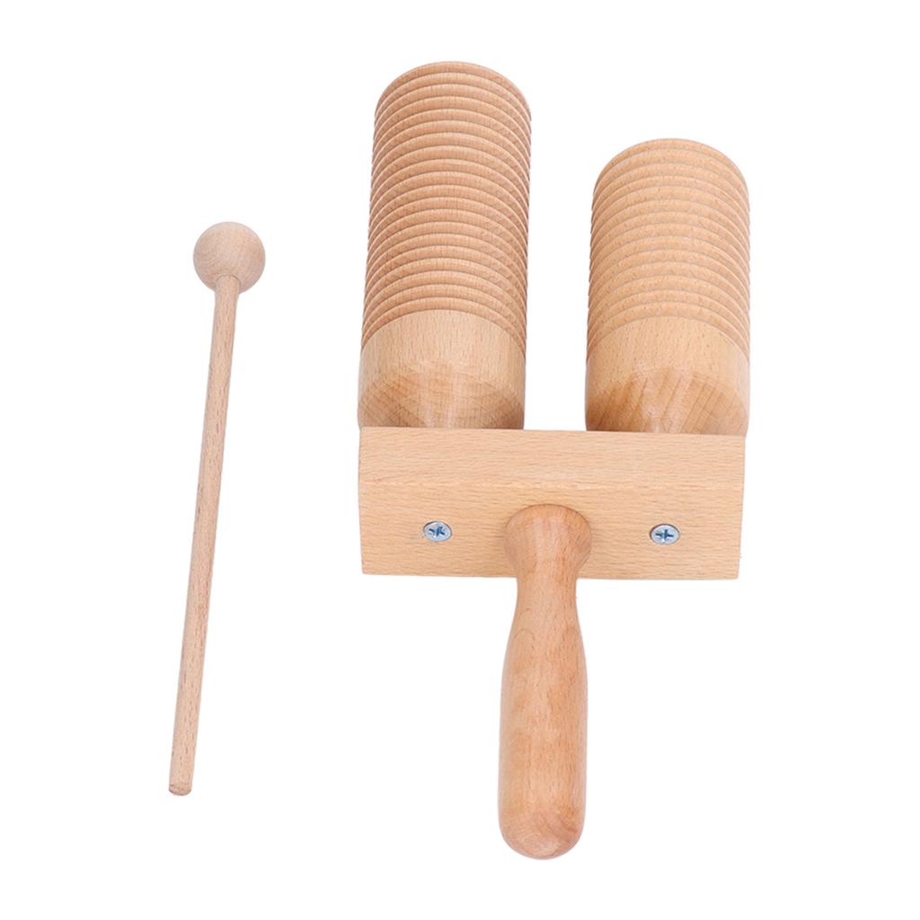 Percussion Wooden Guiro Threaded Double Cylinder Early Education Musical Guiro Instrument for Kids Above 1 Year Old