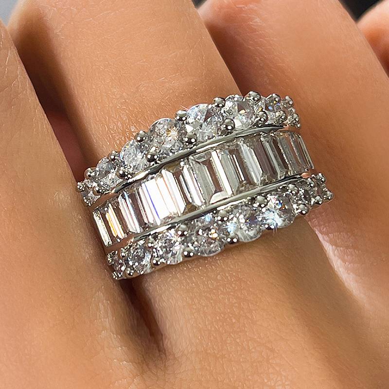 

Huitan Gorgeous Women Ring Inlaid Bright Cubic Zirconia Fashion Lady Party Wedding Elegant Charming Accessories Zircon for Lady 6
