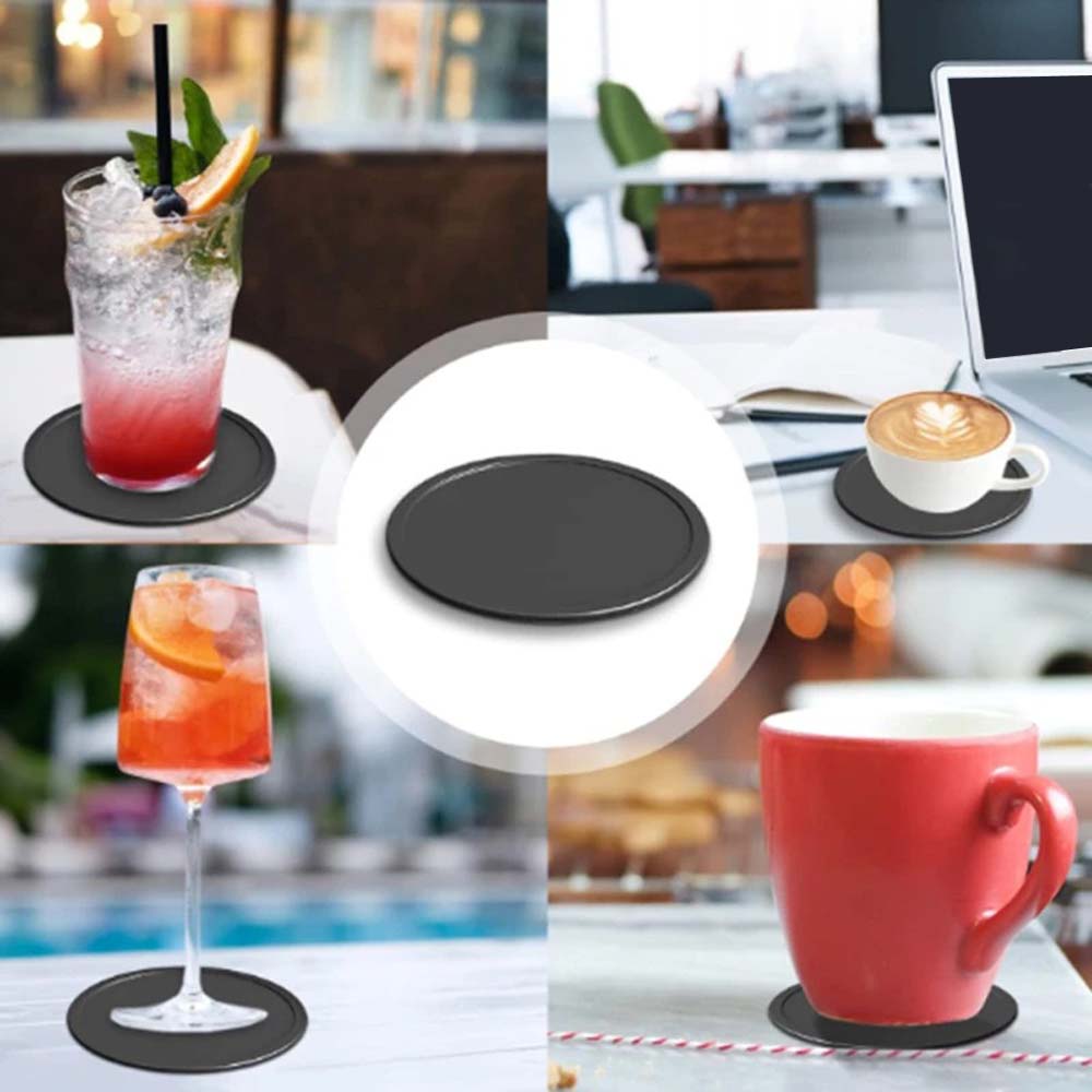12pcs Round Silicone Coasters with a Diameter of 10cm, Simple Reusable Coasters, Suitable for Party Table Decoration