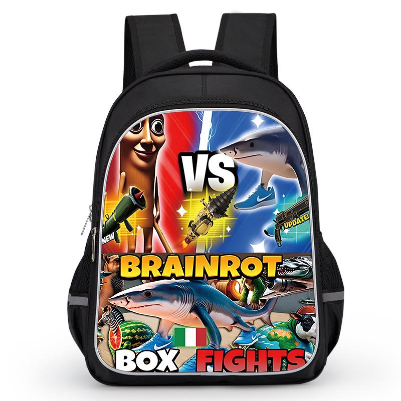 Cross-border Classic Mountains & Seas Stick Figure Kids' Backpack for Grades 1-6 - Load-Reducing Double Shoulder Bag for Boys