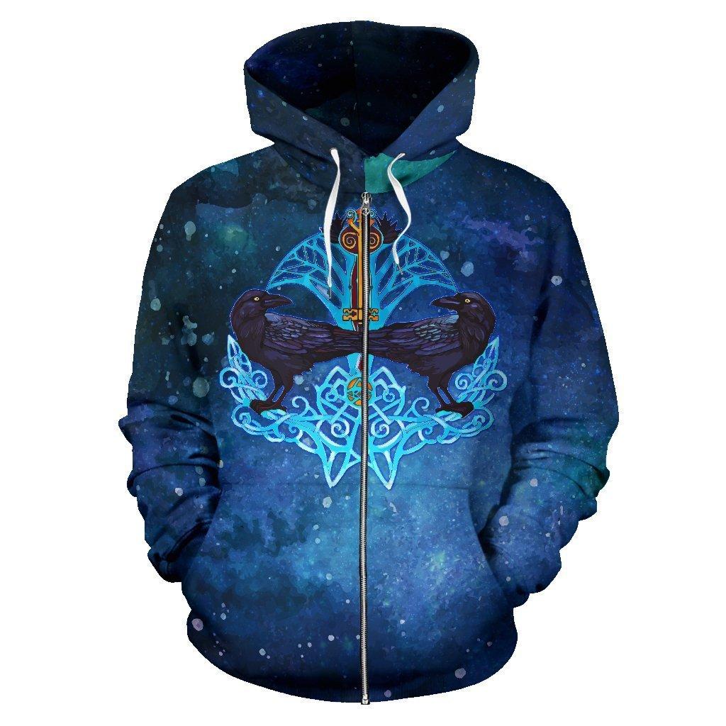 3D Tattoo Printed Sweatshirt Zipper with Hat Guard