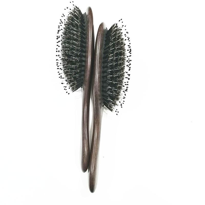 Haarbürste aus Ebenholz mit Wildschweinborsten - Lockenbürste, Luftkissenbürste, Massagebürste, Paddelbürste