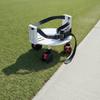 Golf bag wheel base, base and swivel strap