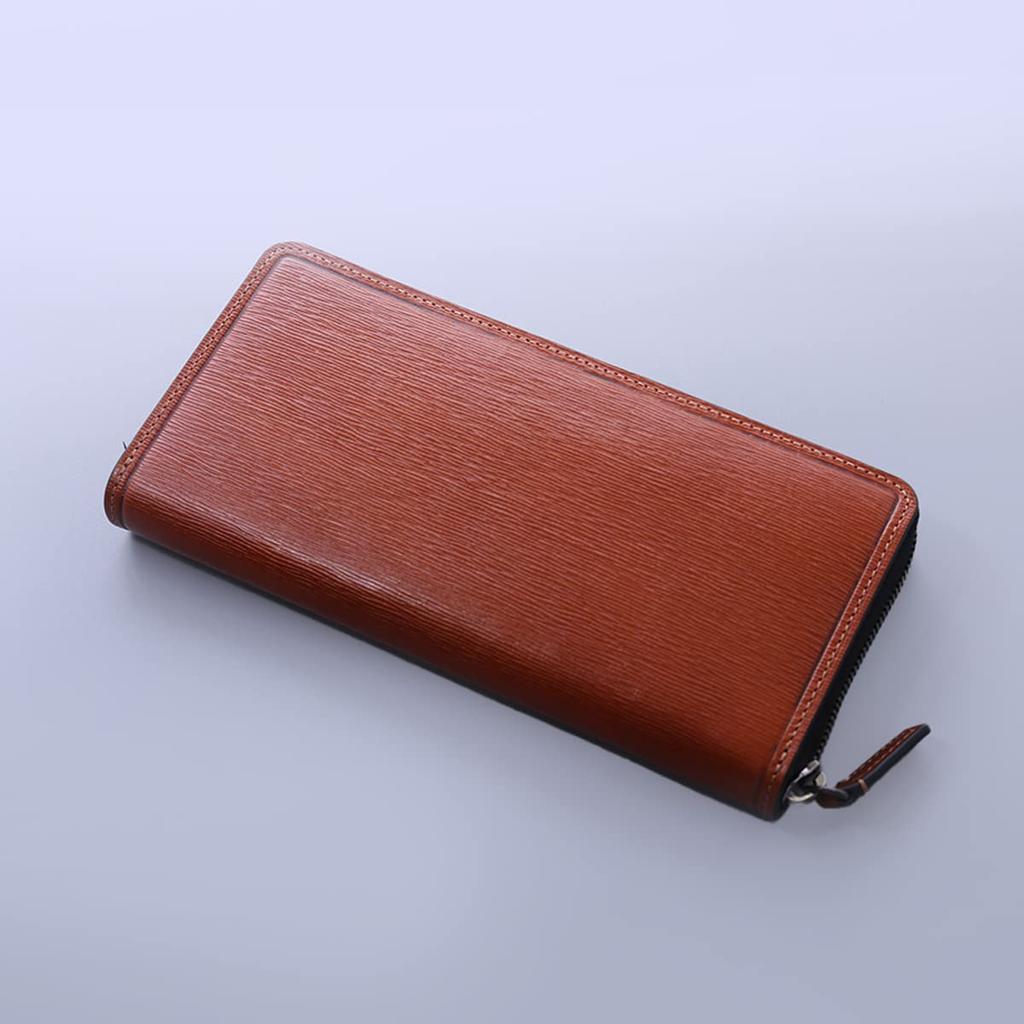 Takeo Kikuchi Long Wallet with Round Genuine Cowhide Chocolate Men's Zipper, Leather, Slide, 345194, Leather, [03]