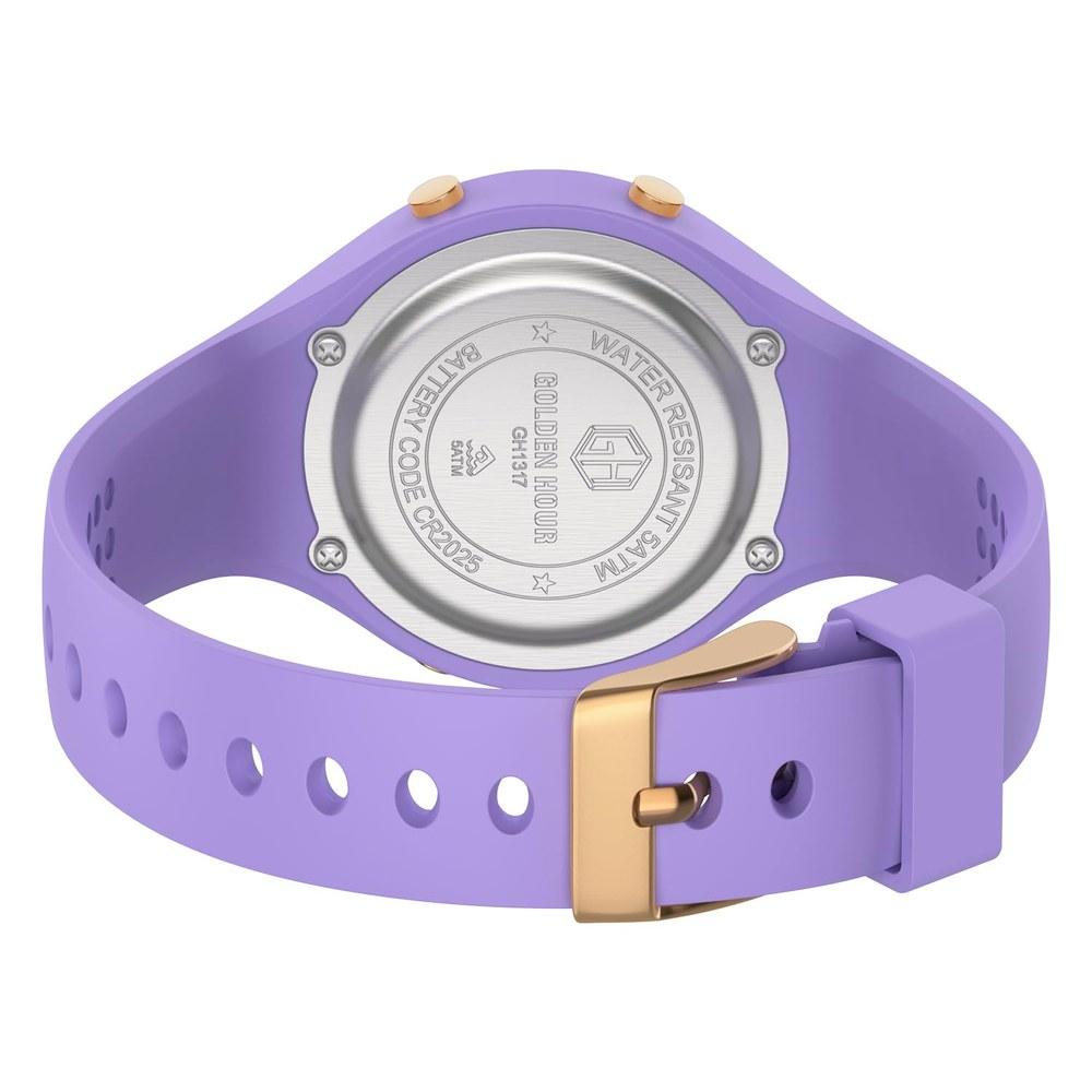 GOLDEN HOUR Waterproof Sports Ladies Digital Chronograph Watch Silicone Strap Rose Gold Starlight Milk White Modern