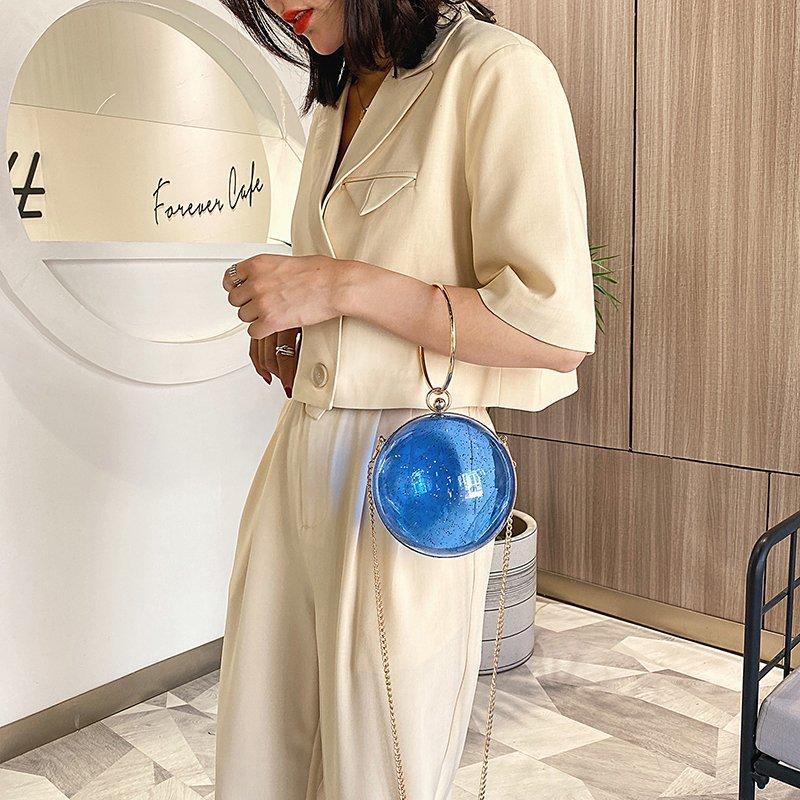 Bags transparent bag women's acrylic 2025 new Korean version versatile spherical chain girl shoulder messenger bag