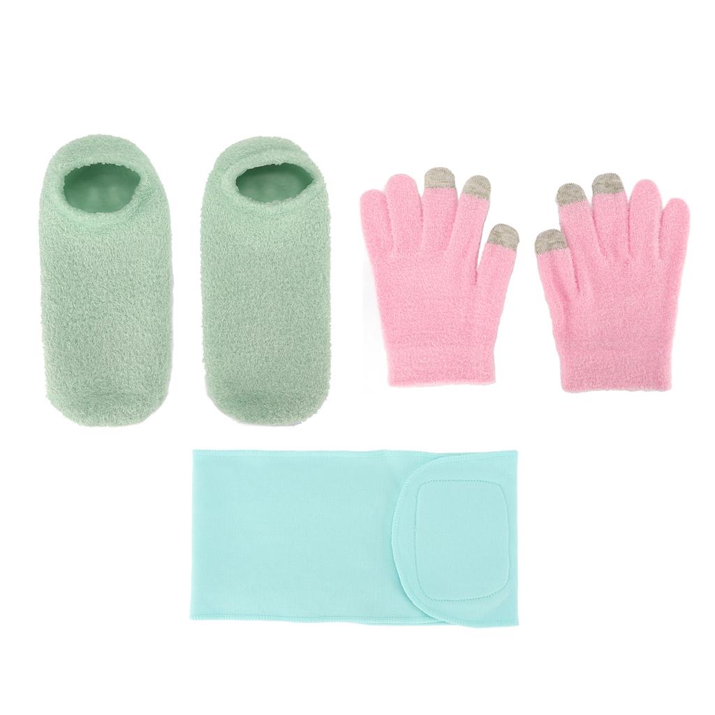 Touch Screen Spa Moisturizing Gloves Socks Set Reusable Repair Treatment Exfoliating SPA Neck Wrap Mask