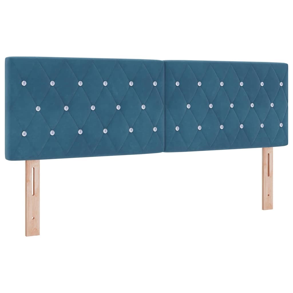 Box Spring Bed with Headboard Dark Blue 200 x 160 cm Velvet