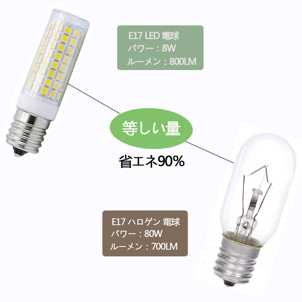 E17 Base, 8W 800LM, Equivalent To an 80W Halogen Lamp, 17mm Base Diameter, E17 LED Bulb, AC110V, 6000K Daylight White, Wide Beam Angle, Dimmable,