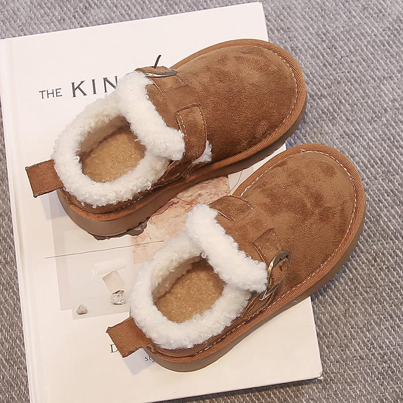 Children's Korean-Style Winter Snow Shoes - Plush Leather & Warm Fur 2025
