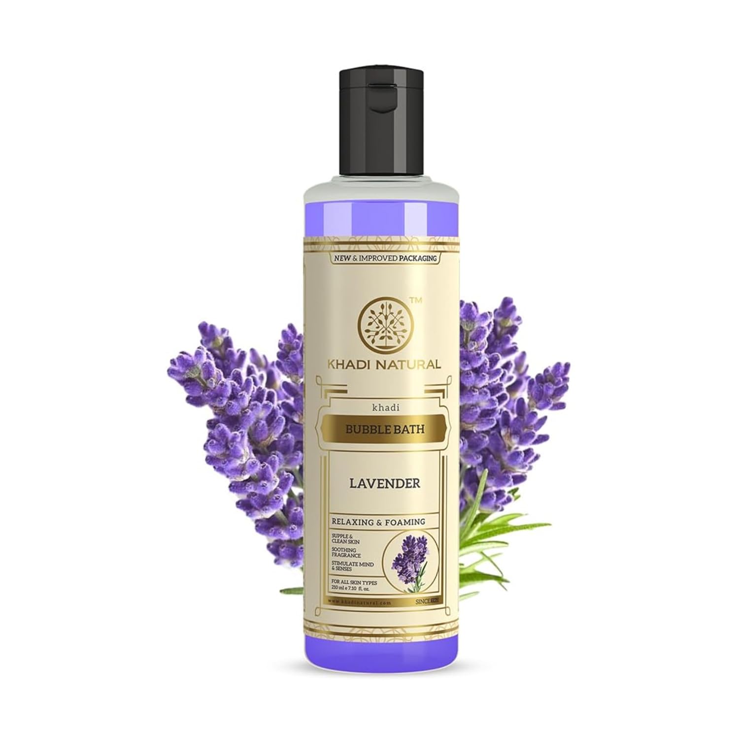 Khadi Natural Ayurvedic Lavender Bubble Bath 210ml | Relaxing Stress Relief | Soft Supple Skin Care