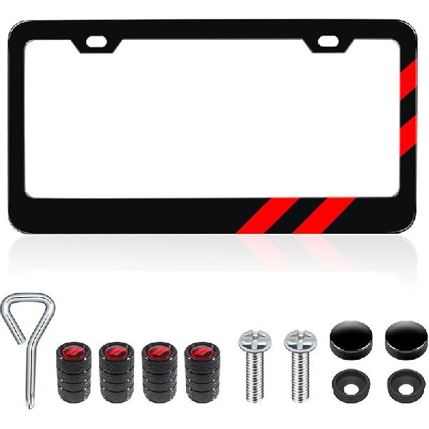 2PCS Matte License Plate Frames For Dodge Charger Accessories Challenger Durango Universal Solid Rust-Proof Aluminum License Plate Cover Holder For