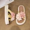 Summer new double flower soft belt versatile temperament fashion beach wear thick-soled comfortable slippers -