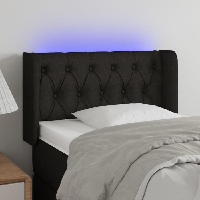 3123548 vidaXL Tête de lit à LED Noir 83x16x78-88 cm Tissu