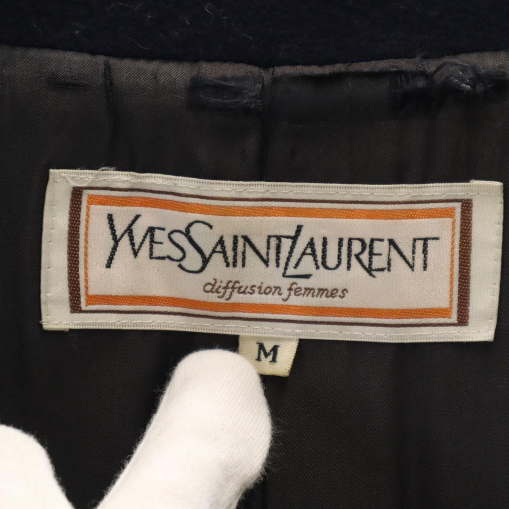YVES SAINT LAURENT 90s Old Melton Chester coat M Navy Women Used
