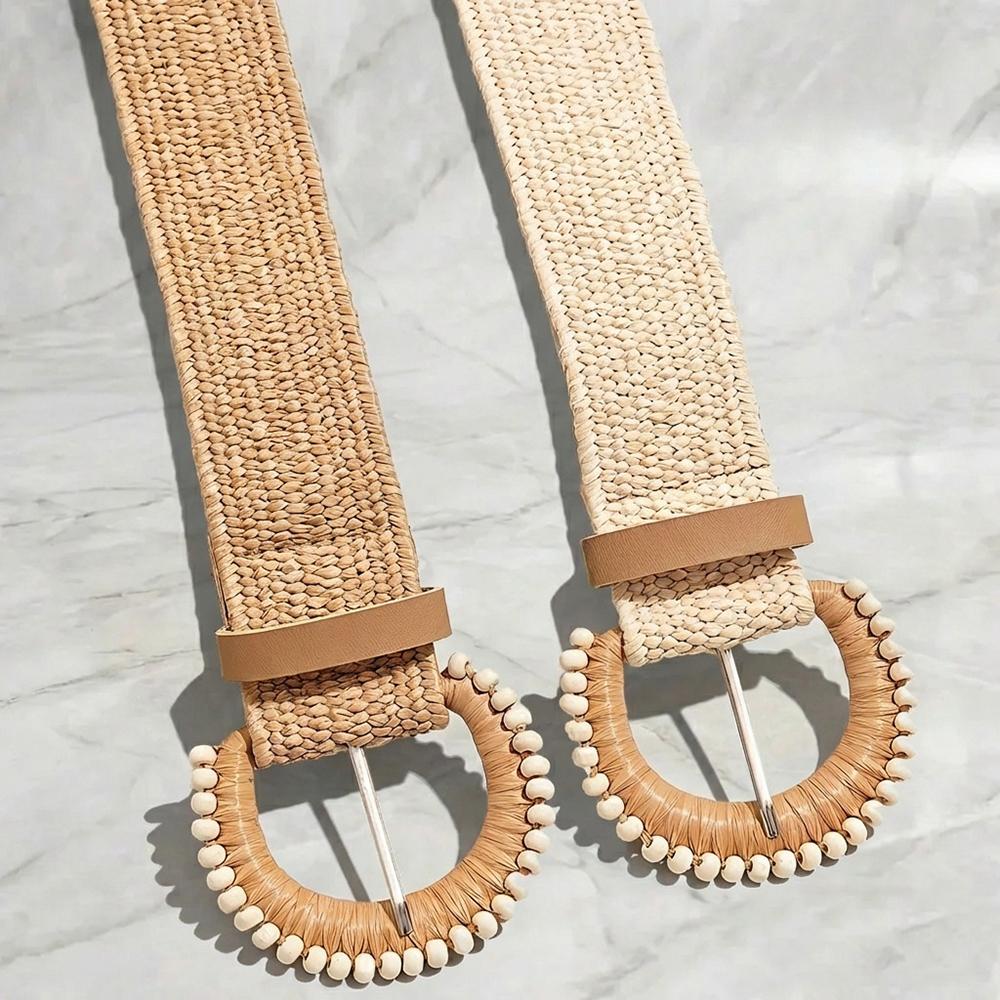 Fashion Women's Woven Elastic Belt Simple Women's Play Beach Belt Personalized Women's Bohemian Belt