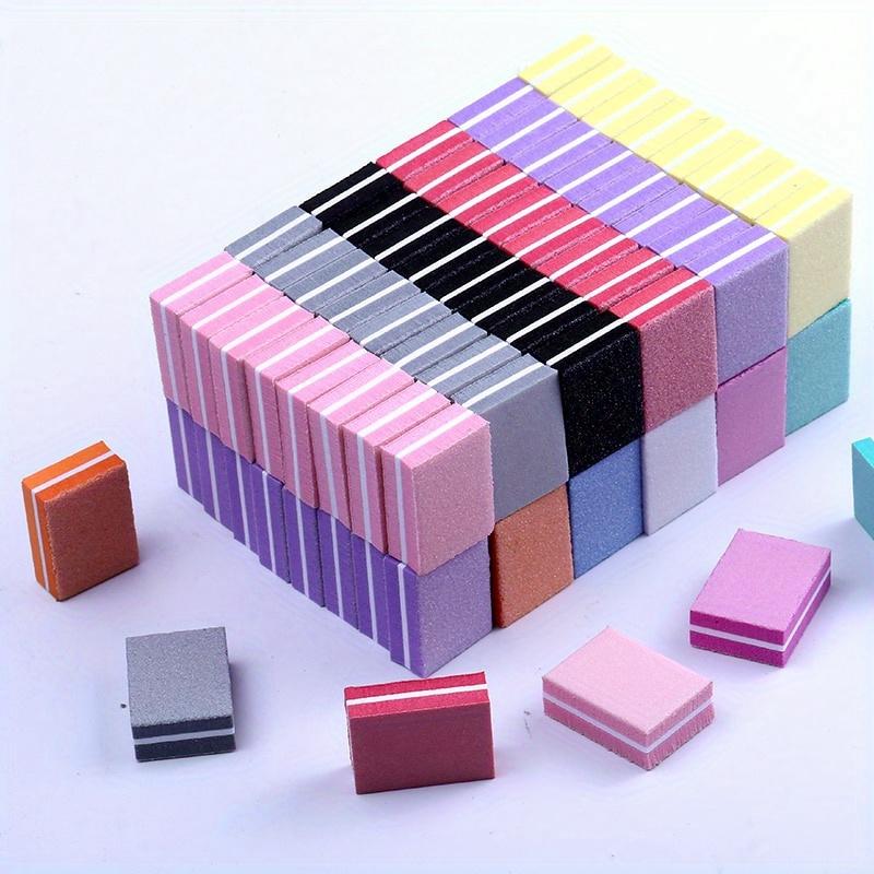 20Pcs Mixed color Double-sided Mini Nail File Blocks Colorful Sponge Nail Polish Sanding Buffer Strips Polishing Manicure Tools