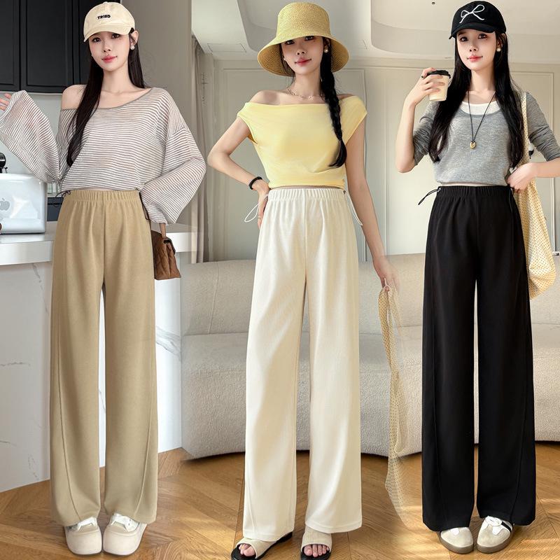 2026 Spring Maternity Collection: Adjustable Drawstring Silk Wide-Leg Pants 2XL чёрный