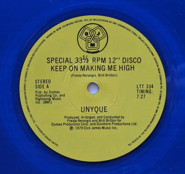 

12inch Record UNYQUE Keep On Making Me High Party Down LTT334 DJM Records 1979 Canada SoulFunk Used