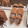 Customized autumn and winter gray velvet flat cotton shoes velvet warm French retro Mary Jane shoes