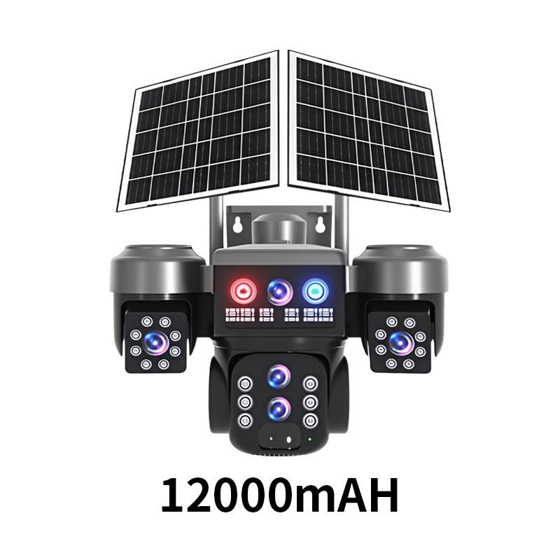 Dual Solar-Powered Multi-Lens Tracking Outdoor Surveillance Camera