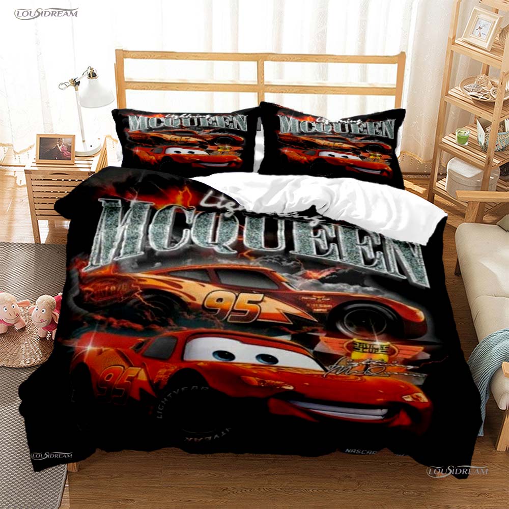 

Pixar Mcqueen Автомобіль Всесезонна Наволочка Ковдра Комплекти Постільної Білизни М яка Покривало-Ковдра та Наволочки Односпальний/Двоспальний/Євро/Королівський 180*220cm 3pcs