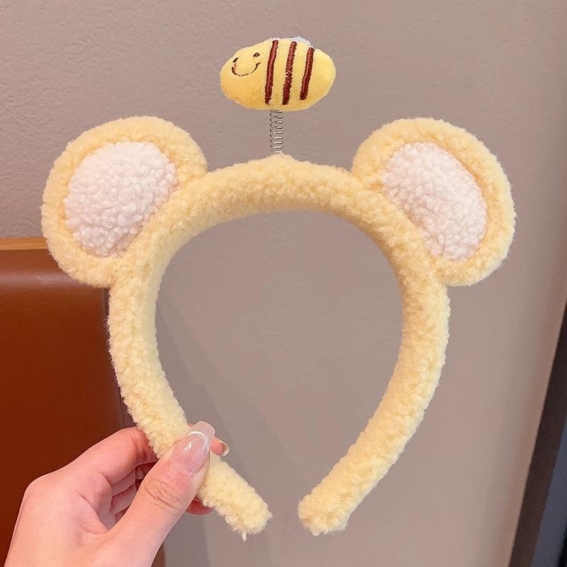 

2024 Клубничная Пчела Плюшевая Повязка на Голову - Женский Осенне-Зимний Аксессуар для Волос для Умывания