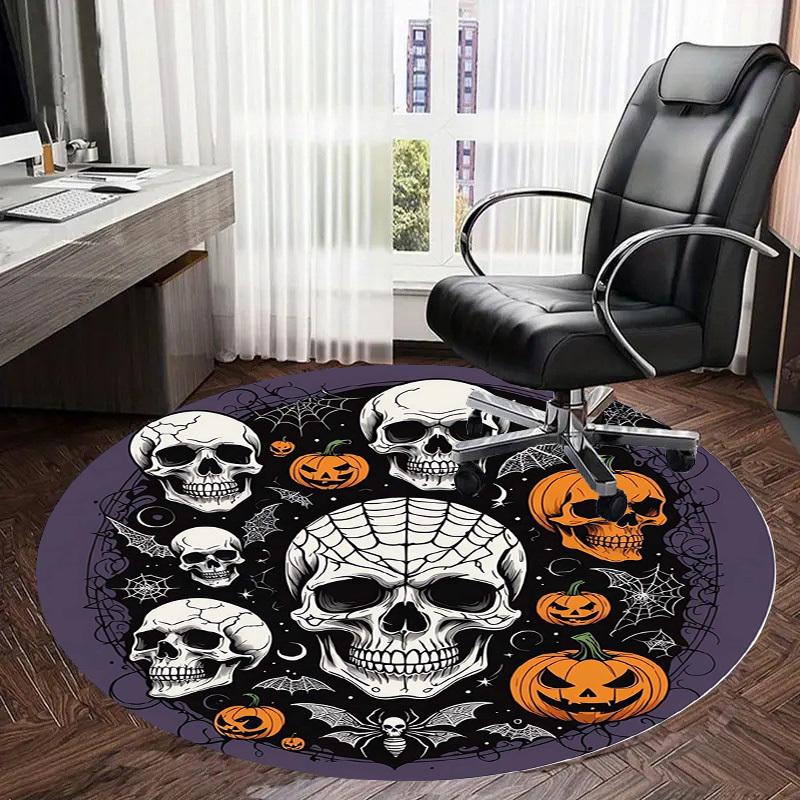 1pc Office Carpet Chair Mats Halloween Skulls Pumpkins Spider Web Perfect for Decorating Office Chairs, Living Rooms, Or Bedrooms.YDT257